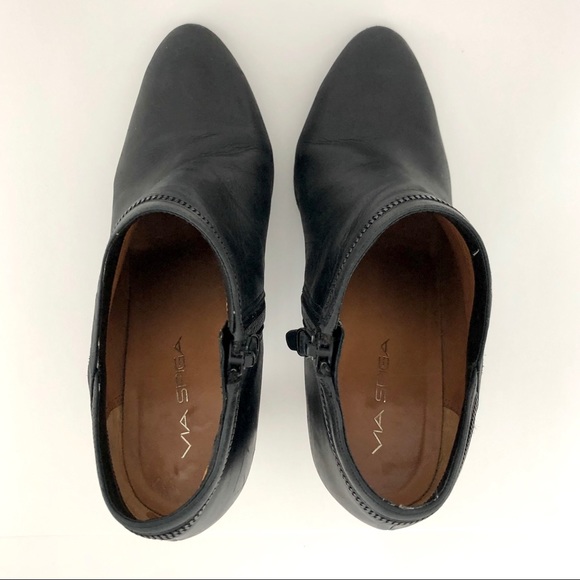 Via Spiga Leather Ankle Boots, Black w/Zip, sz 8 - Picture 4 of 8
